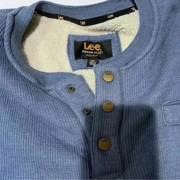 Men's XXL Lee sweater long sleeve shepra blue thick shaket winter thick - Picture 1 of 4